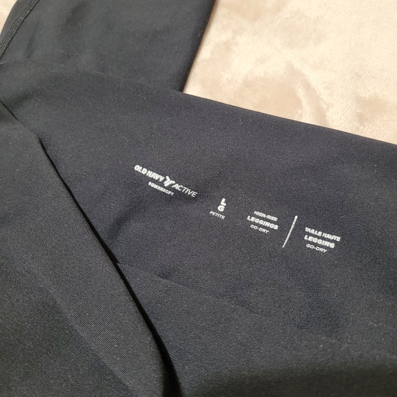 OLD NAVY powersoft high rise go dry leggings black size Large *Petite - Picture 2 of 3